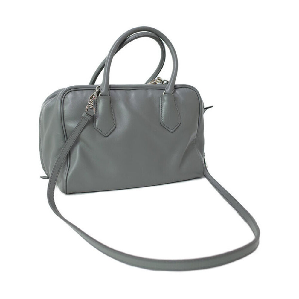 Prada Granite Bauletto Bag Calf Shoulder Leather Gray